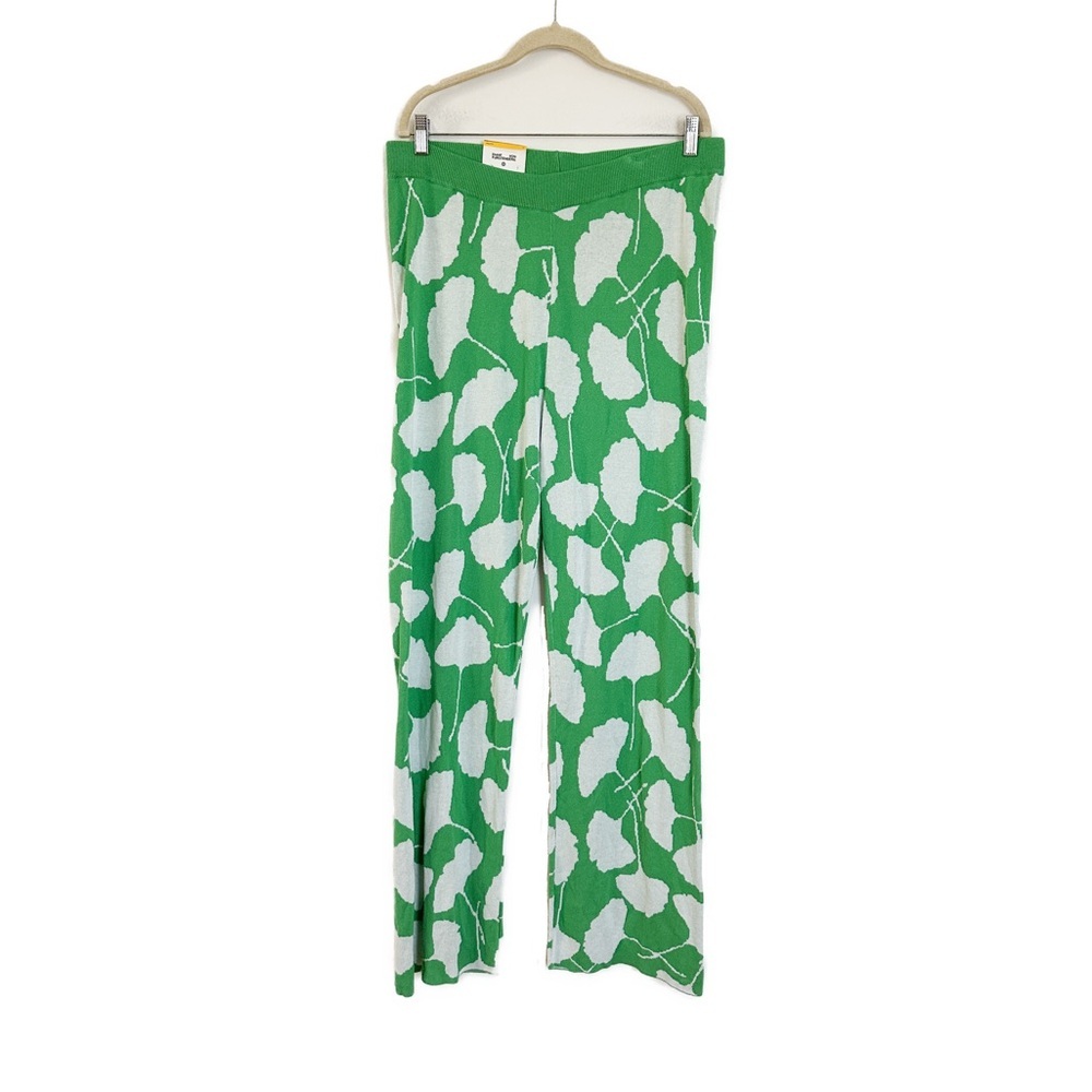 Diane Von Furstenberg Target High Waisted Ginkgo Green Flare Knit Pants Size XL - Picture 4 of 5